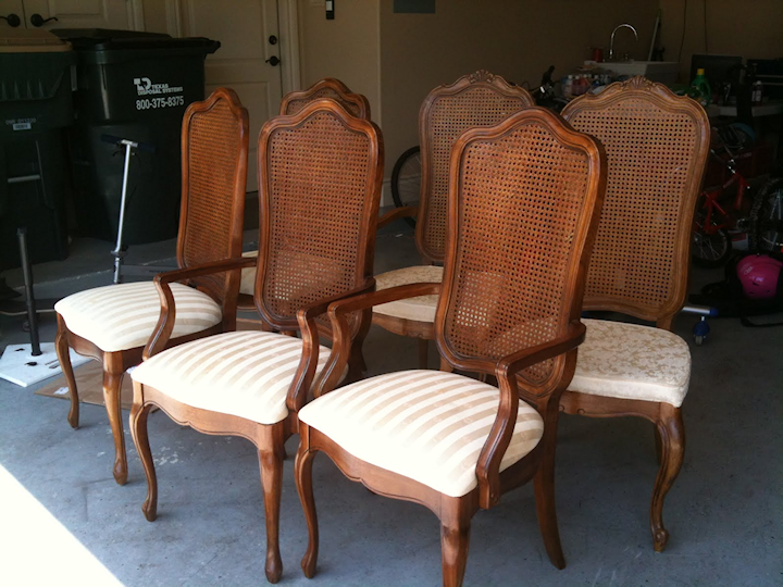 dining chairs from La Tee Da Kids blog - before makeover