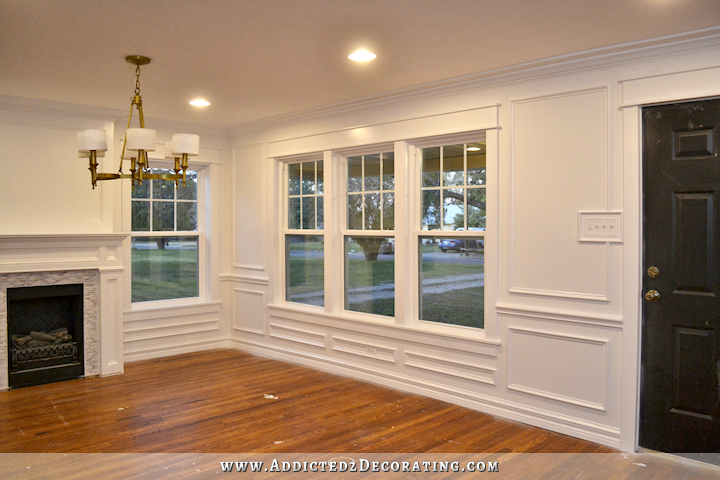 dining room picture frame moulding and trim progress - 22