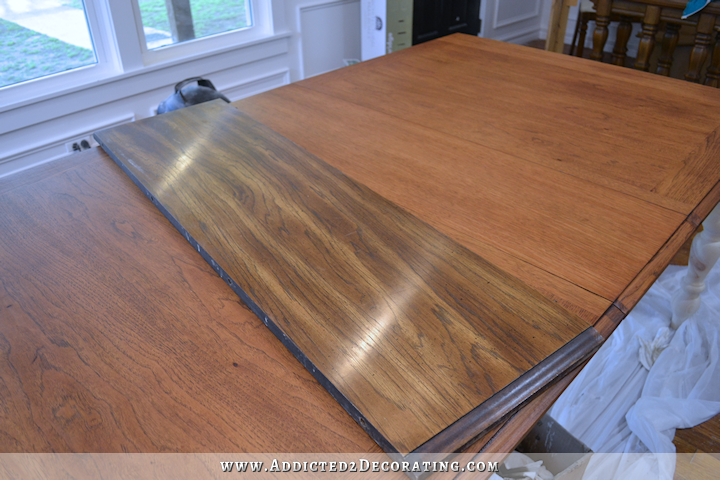 diy farmhouse dining table - stained top - 2