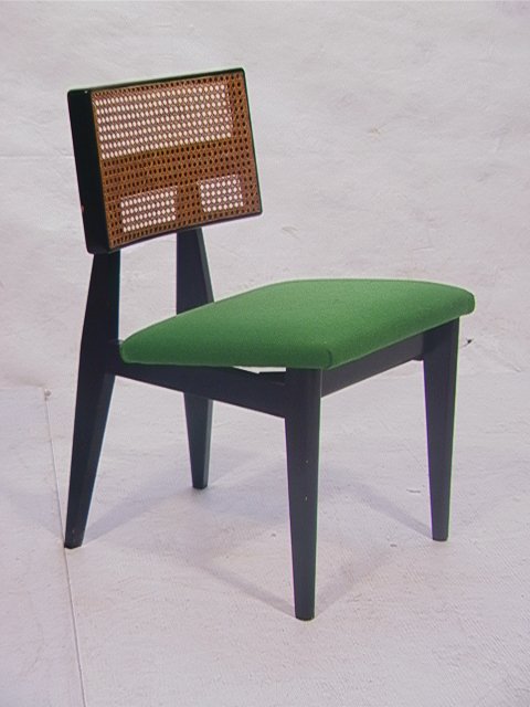george nelson black cane back chair with green seat, via Live Auctioneers