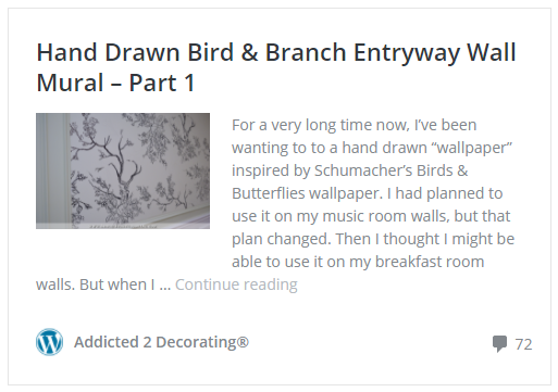 Hand drawn birds and branch entryway wall mural - part 1