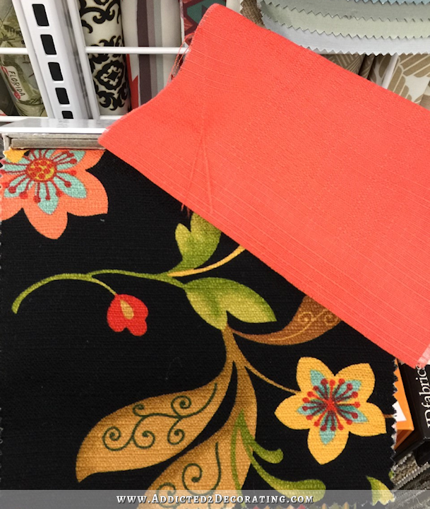 coral, green, black fabric - SMC Designs Taunt Noir from Joann Fabric