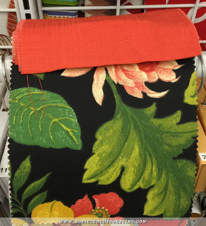 Coral, Green & Black Fabrics – Possibilities For Dining Room Chairs