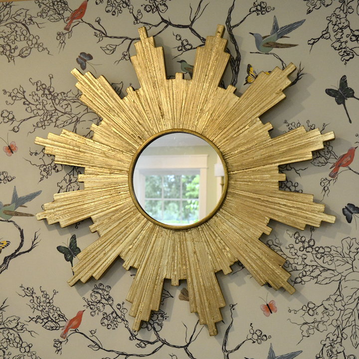 gold leaf wood shim sunburst mirror - 26