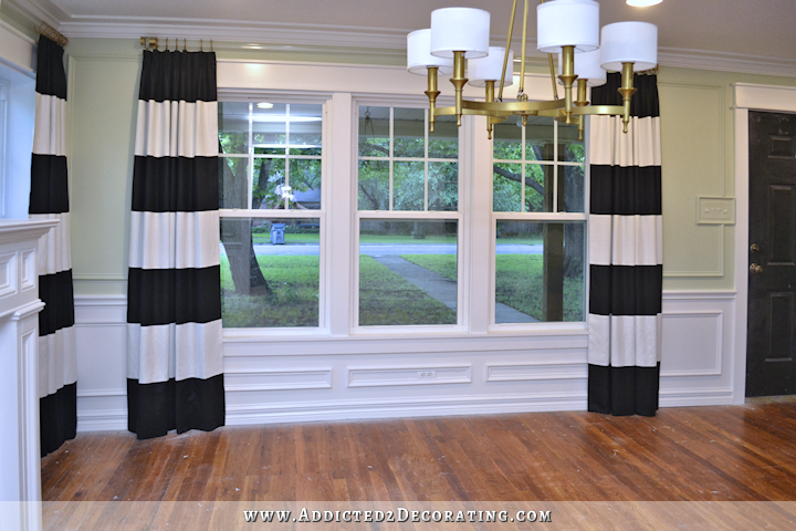 DIY black and white horizontal striped draperies - 3