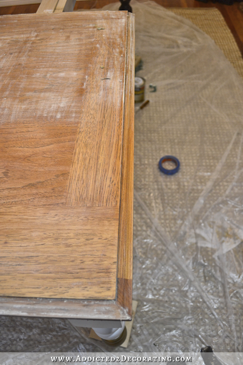 The After Wash should leave your wood finish free of all but a few specs of paint residue.