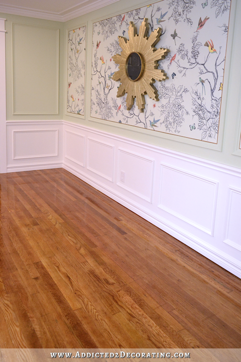 hardwood flooring with paint overspray and spills - refinishing with new coats of Waterlox - 3