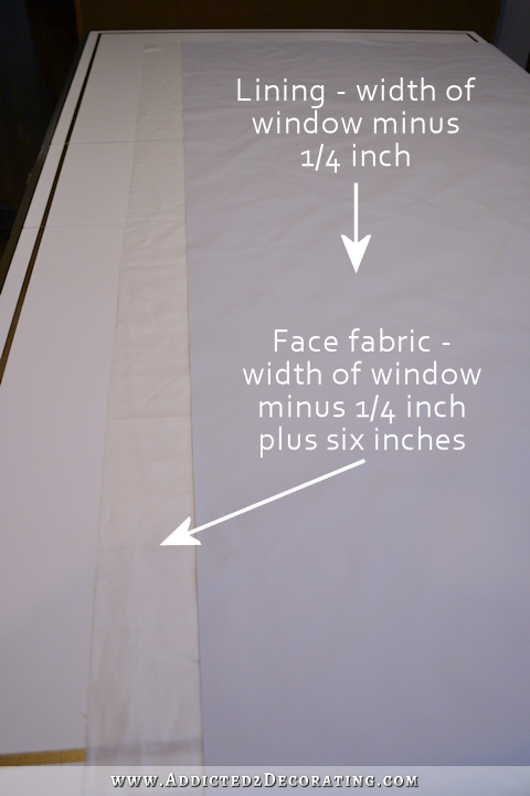 how to make Roman shades - 1 - cut lining and face fabric