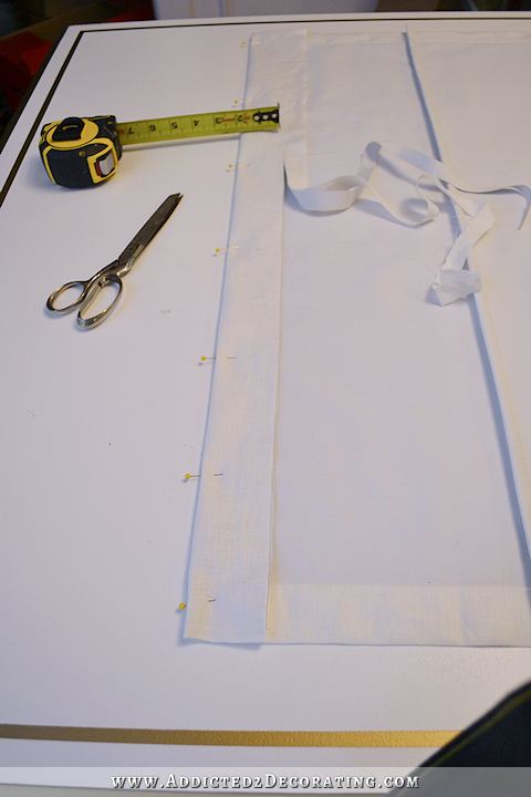 how to make Roman shades -12 - fold and iron top hem, cut off excess fabric