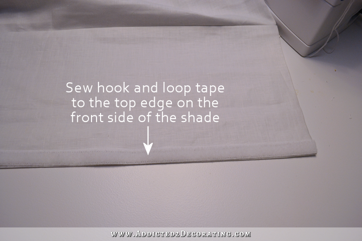 how to make Roman shades -14 - sew hook and loop tape to top edge