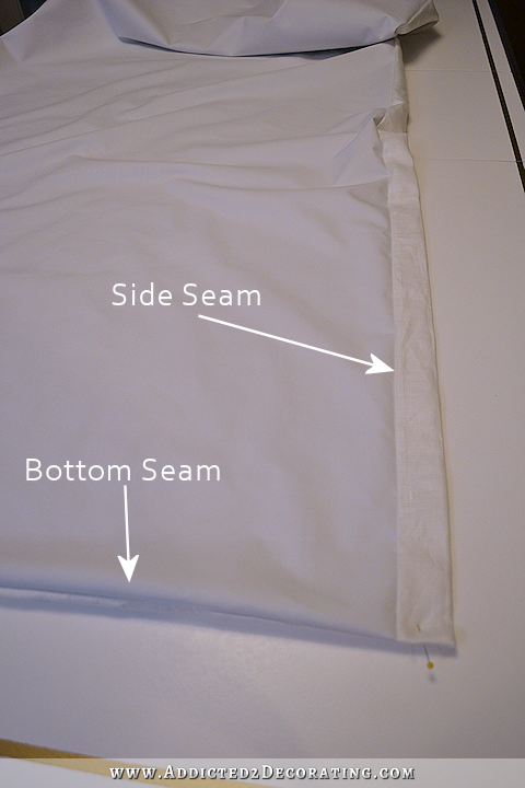 how to make Roman shades - 3 - turn the lining and face fabic right side out and straighten seams