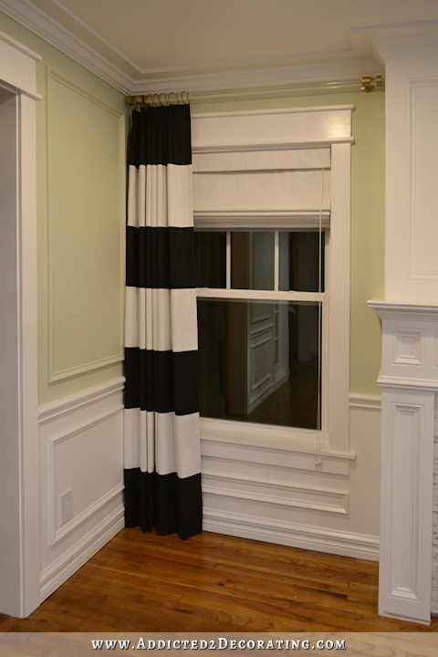 how to make Roman shades -33 - finished Roman shade with valance - partially open - full length view