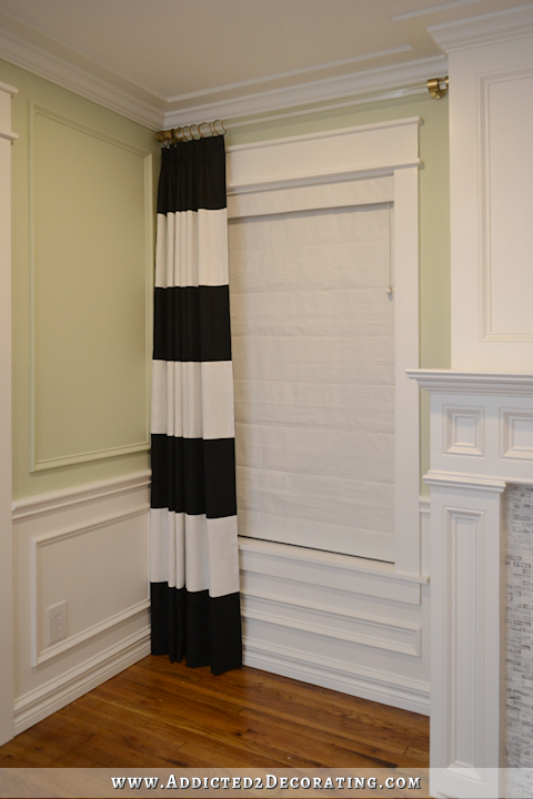 how to make Roman shades -34 - finished Roman shade with valance - completely closed - full length view