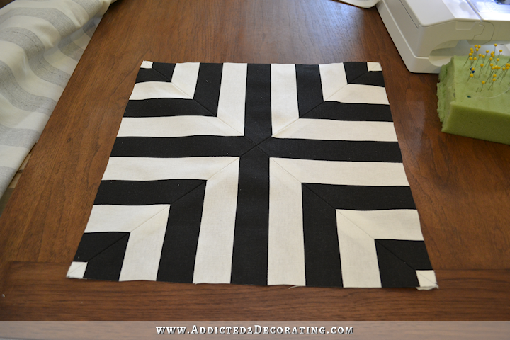 DIY black and white striped throw pillows - one fabric, two ways - 12