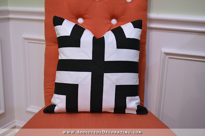 DIY black and white striped throw pillows - one fabric, two ways - 21