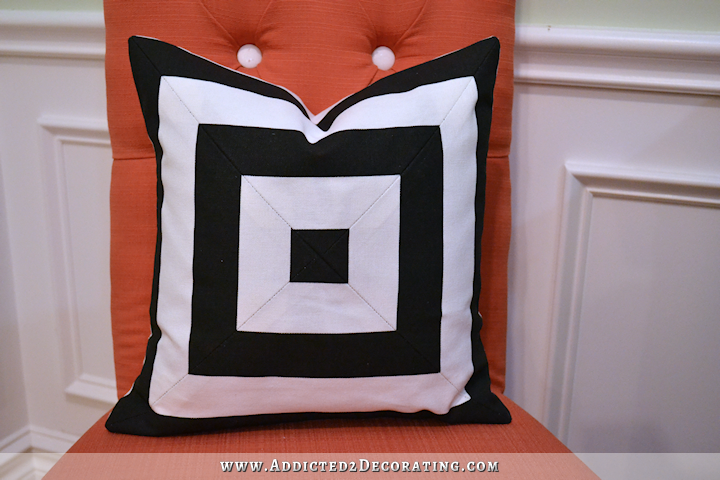 DIY black and white striped throw pillows - one fabric, two ways - 22