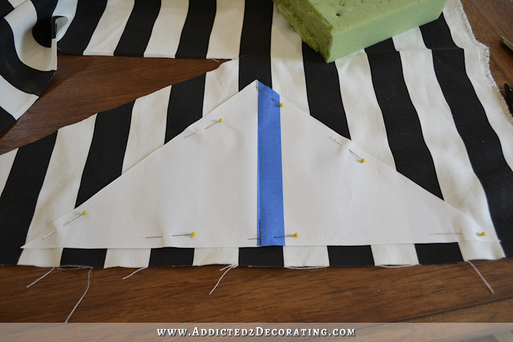 DIY black and white striped throw pillows - one fabric, two ways - 9