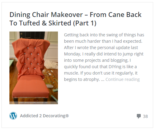 Dining chair makeover - from cane back to tufted and skirted - part 1