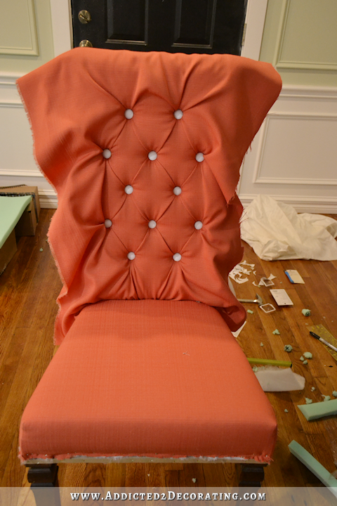 Dining Chair Makeover – From Cane Back To Tufted & Skirted (Part 1)
