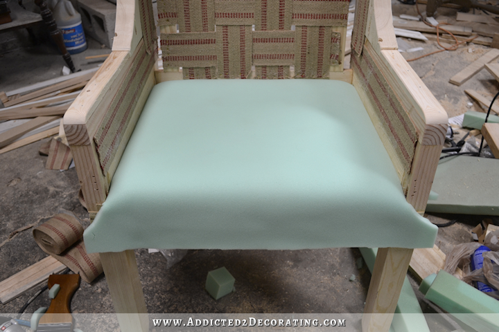 DIY wingback dining chair - how to upholster the chair frame - 34