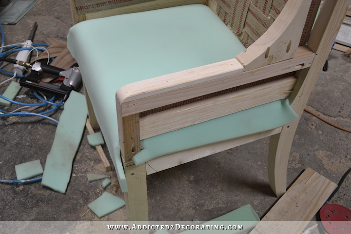 DIY wingback dining chair - how to upholster the frame - 35
