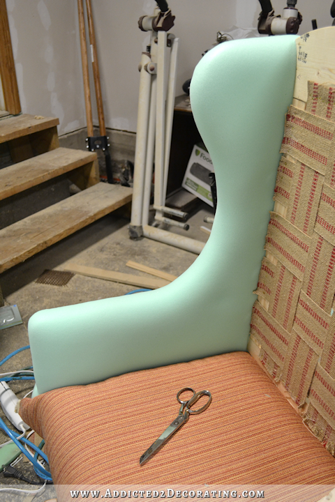 DIY wingback dining chair - how to upholster the frame - 38