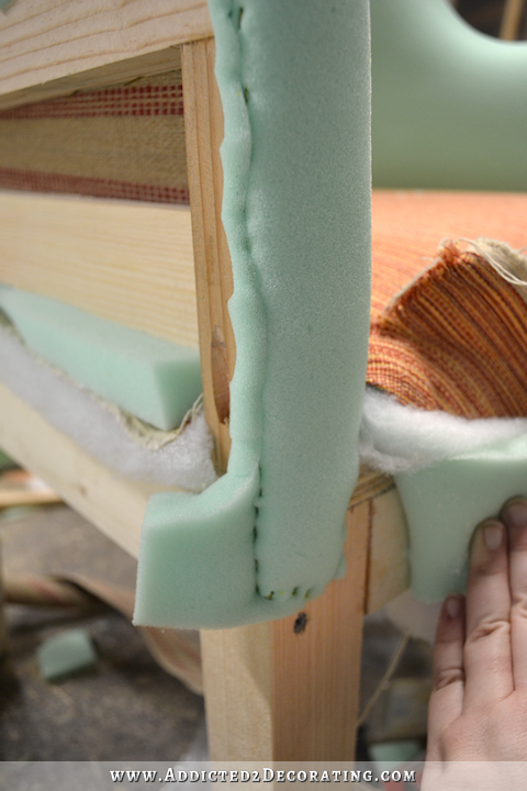 DIY wingback dining chair - how to upholster the frame - 41