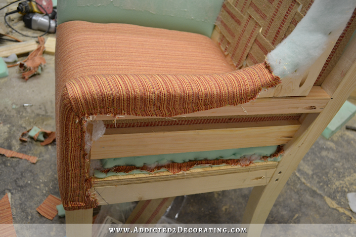 DIY wingback dining chair - how to upholster the frame - 52