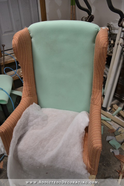 DIY wingback dining chair - how to upholster the frame - 57