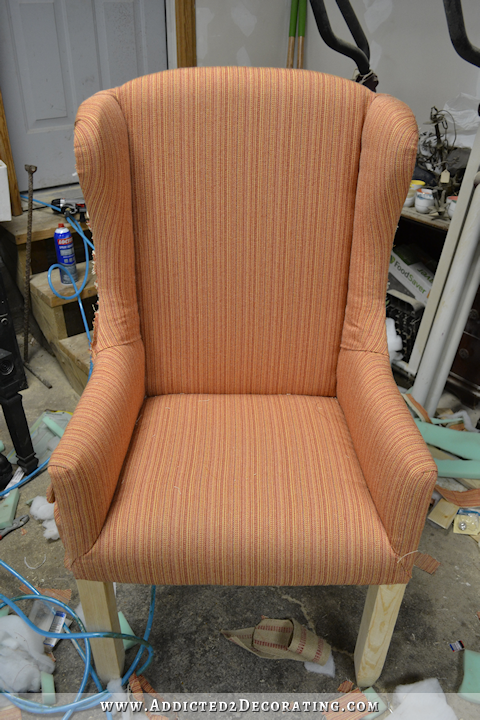 DIY wingback dining chair - how to upholster the frame - 62