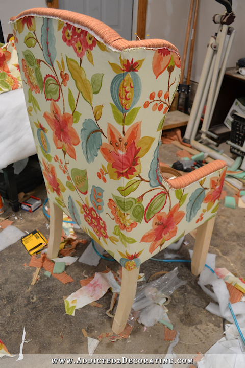 DIY wingback dining chair - how to upholster the frame - 81