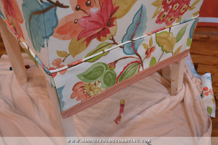 DIY wingback dining chair - how to upholster the frame - 88