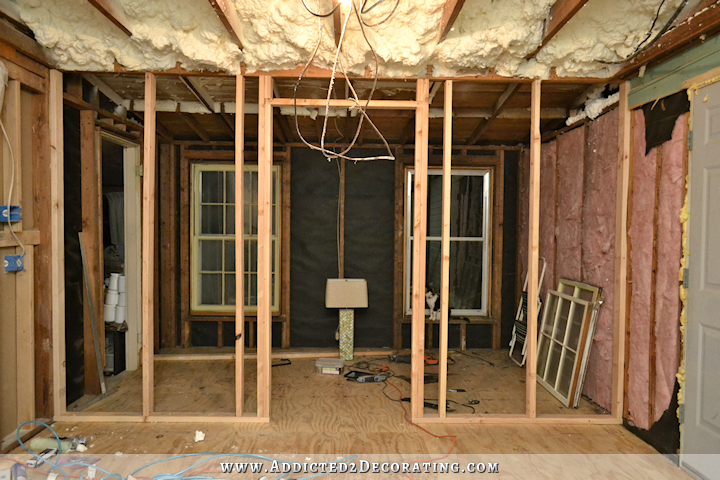 walk in pantry wall framing built for pantry at back of breakfast room