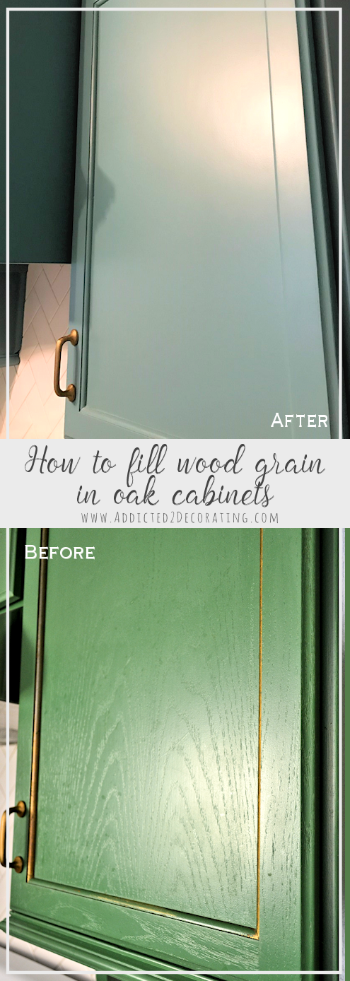 how to fill wood grain on oak cabinets before painting