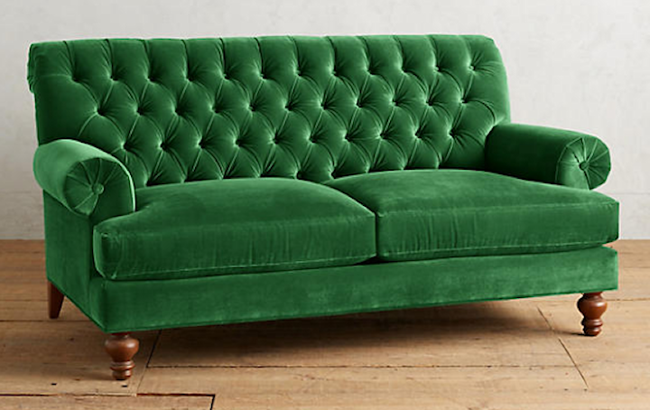 sofa-options-for-living-room-velvet-fan-pleat-settee-in-emerald-from-anthropologie