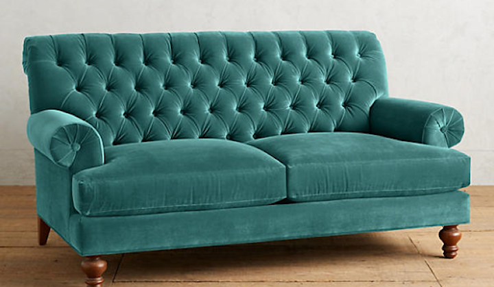 sofa-options-for-living-room-velvet-fan-pleat-settee-in-teal-from-anthropologie