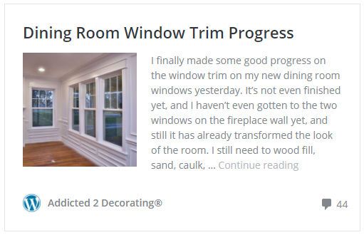 Dining room window trim progress