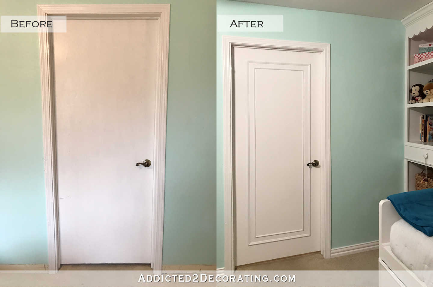 how to update flush interior doors with moulding - before and after 2