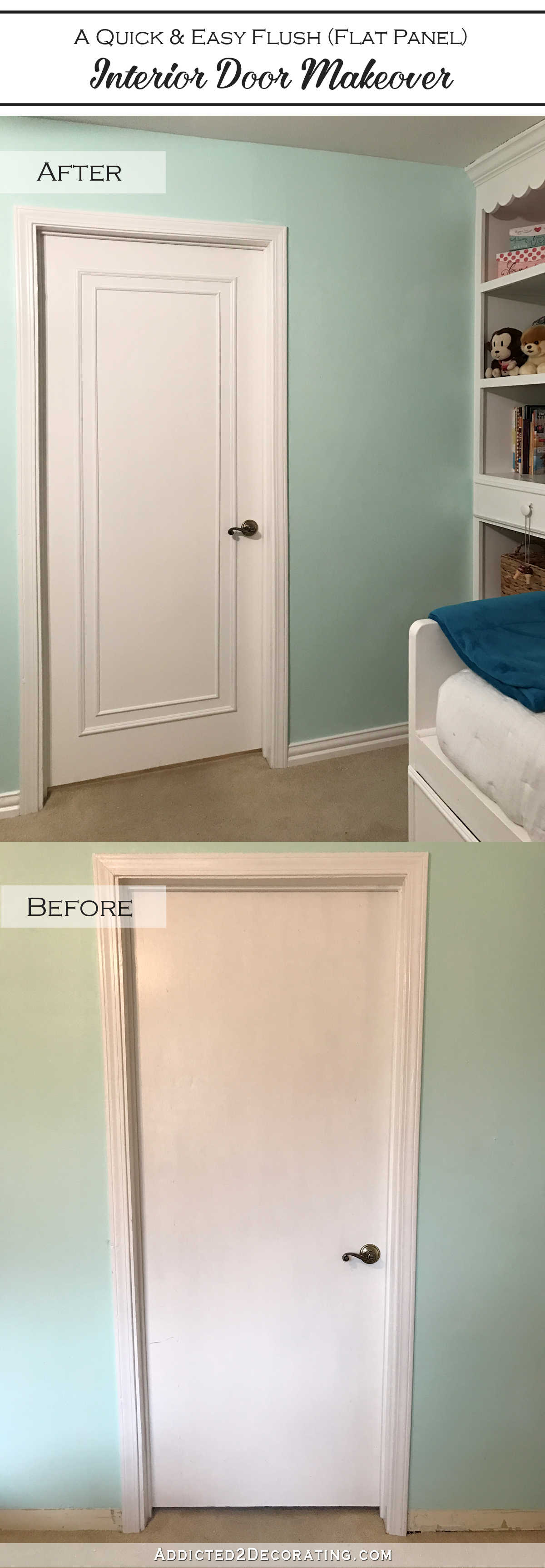 how to update flush interior doors with molding - before and after