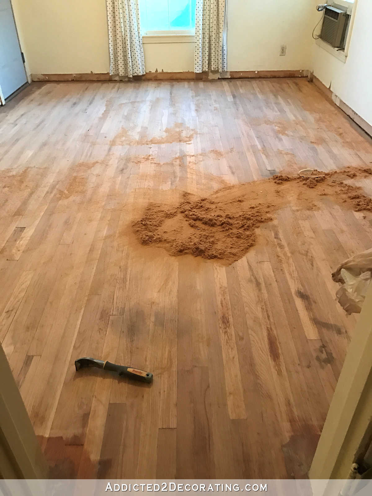 red oak hardwood floors sanded before staining - my office