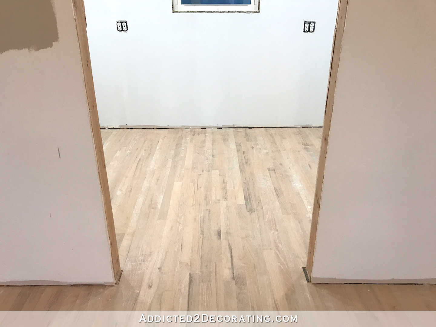 red oak hardwood floors sanded before staining - pantry