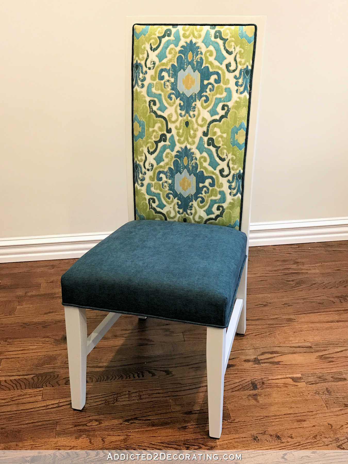breakfast room dining chair makeover - after - front upholstered backrest and seat