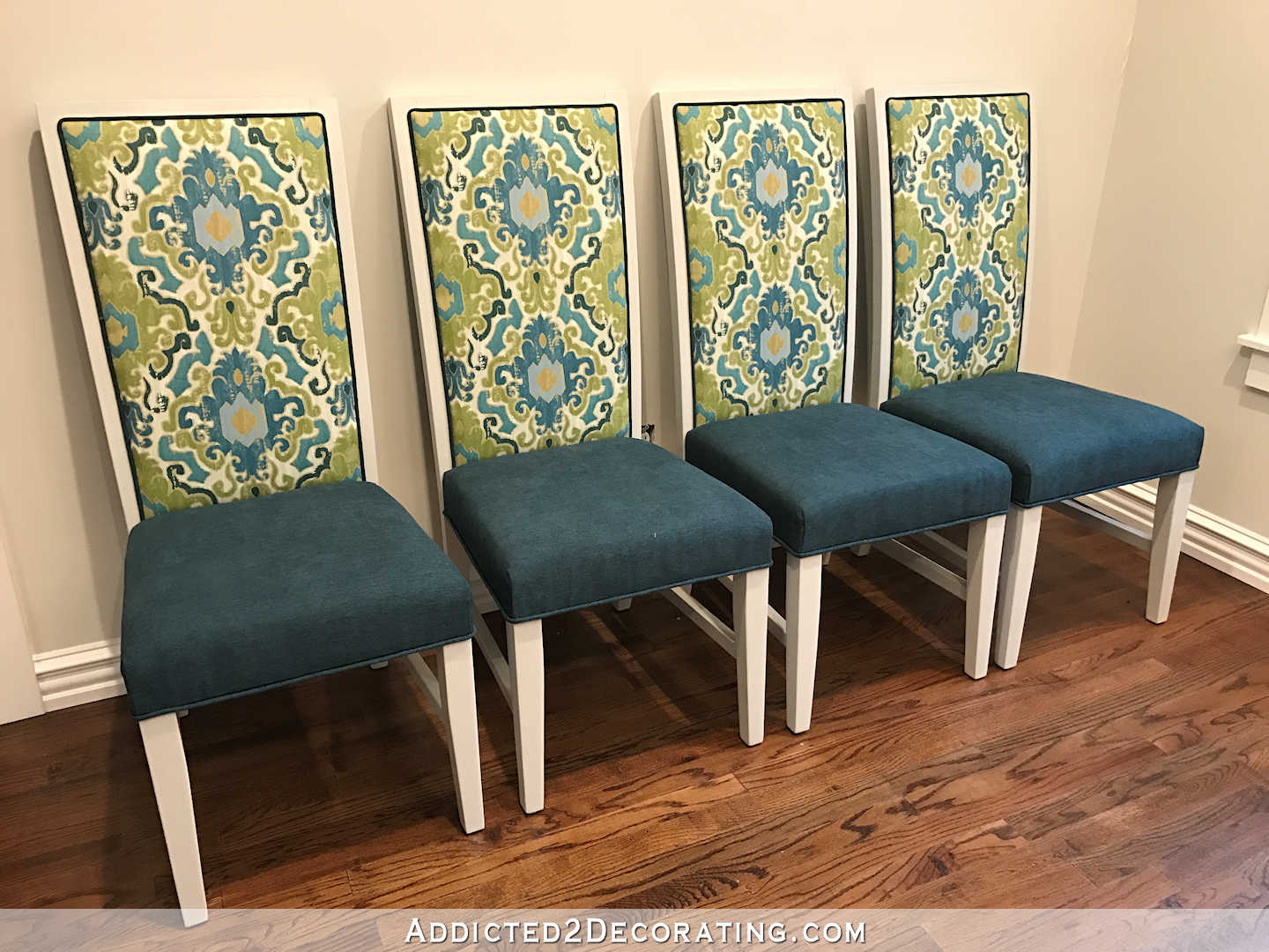 breakfast room dining chair makeover - after - fronts of chairs