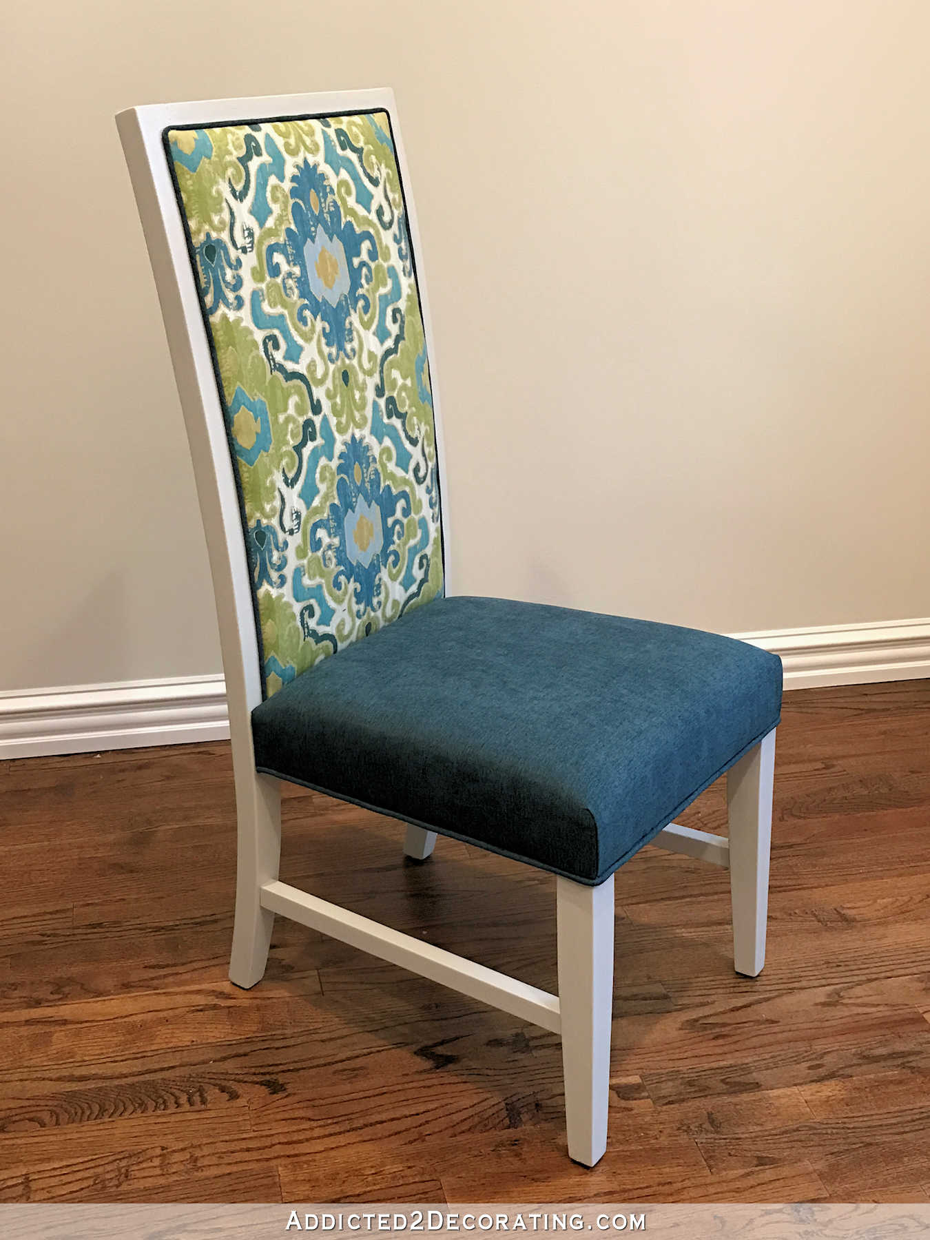 breakfast room dining chair makeover - after - side view front upholstered backrest and seat