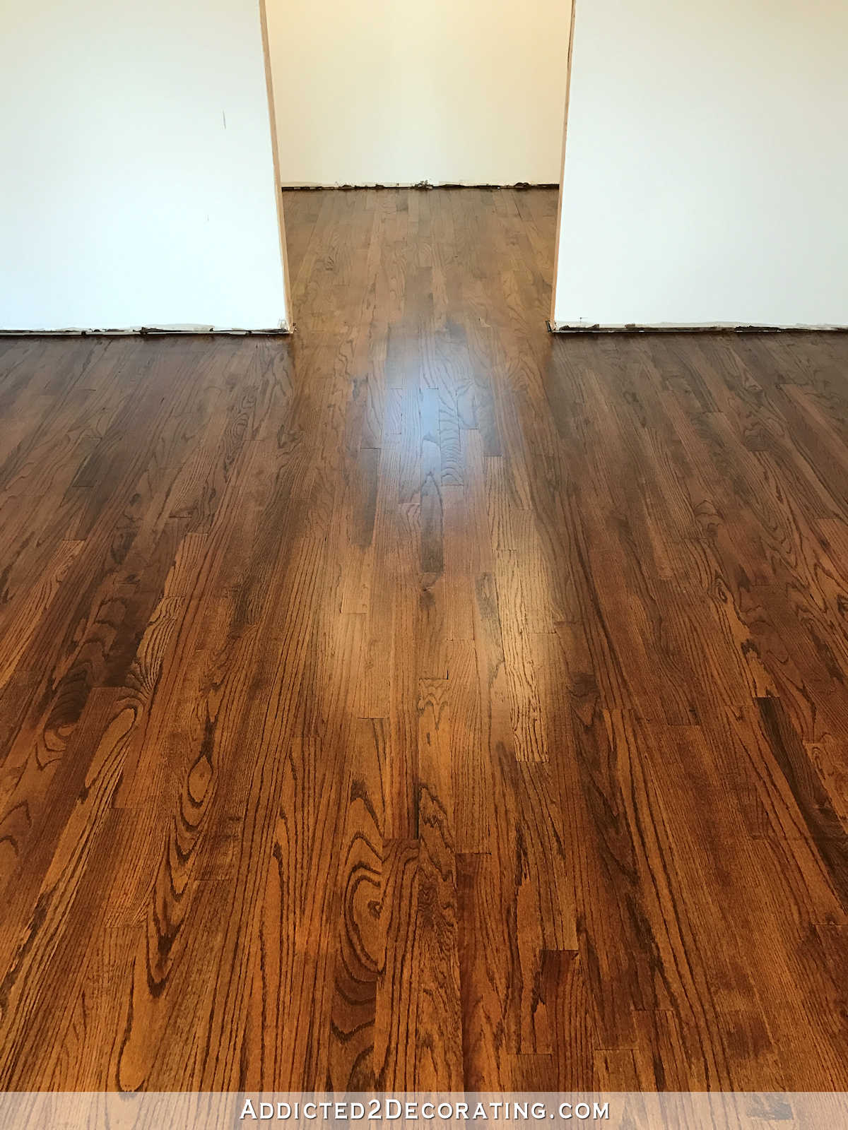 refinished red oak hardwood floors - breakfast room and pantry