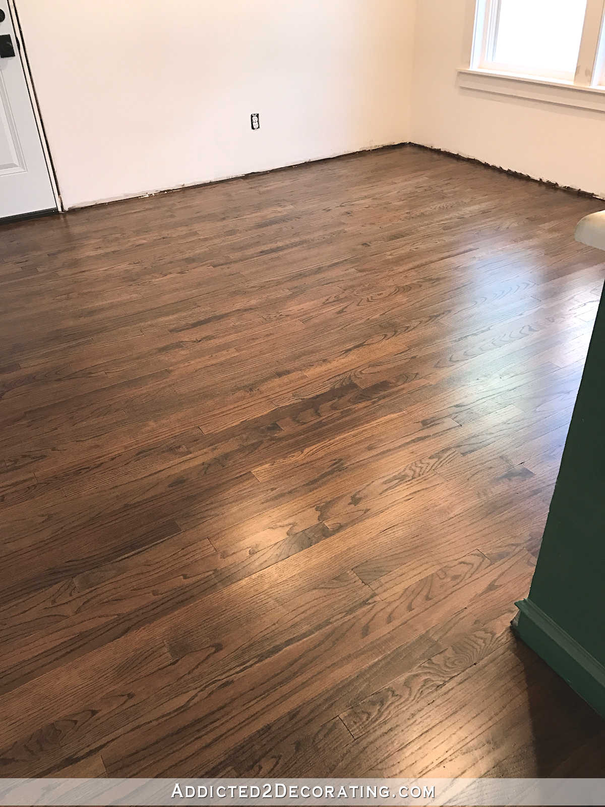 refinished red oak hardwood floors - breakfast room