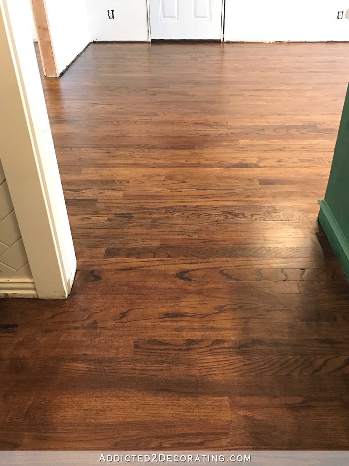 refinished red oak hardwood floors - kitchen and breakfast room