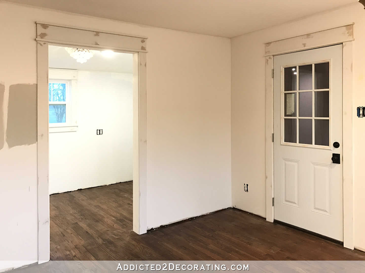 trim on pantry door, pantry window and garage door