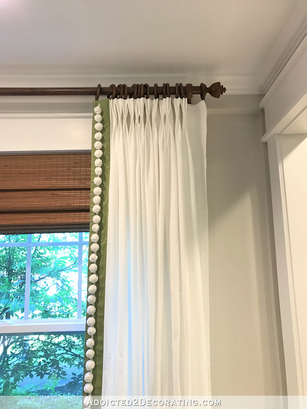 customize IKEA Ritva curtains with contras edge banding pom pom trim and pinch pleats - 24