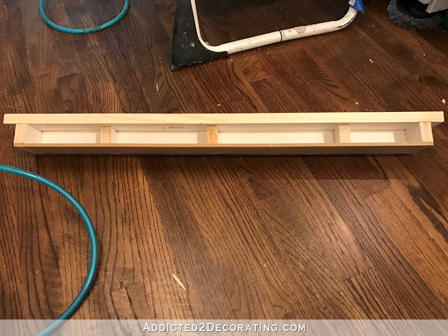 how to build a custom wood range hood cover - 21 - back of basic shelf
